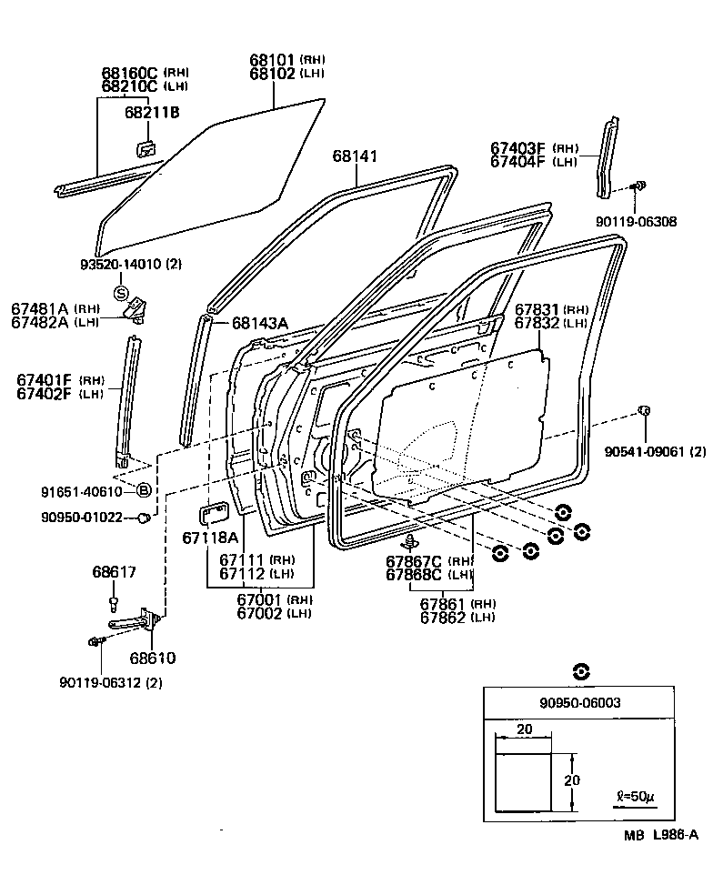  LAND CRUISER 60 62 |  FRONT DOOR PANEL GLASS