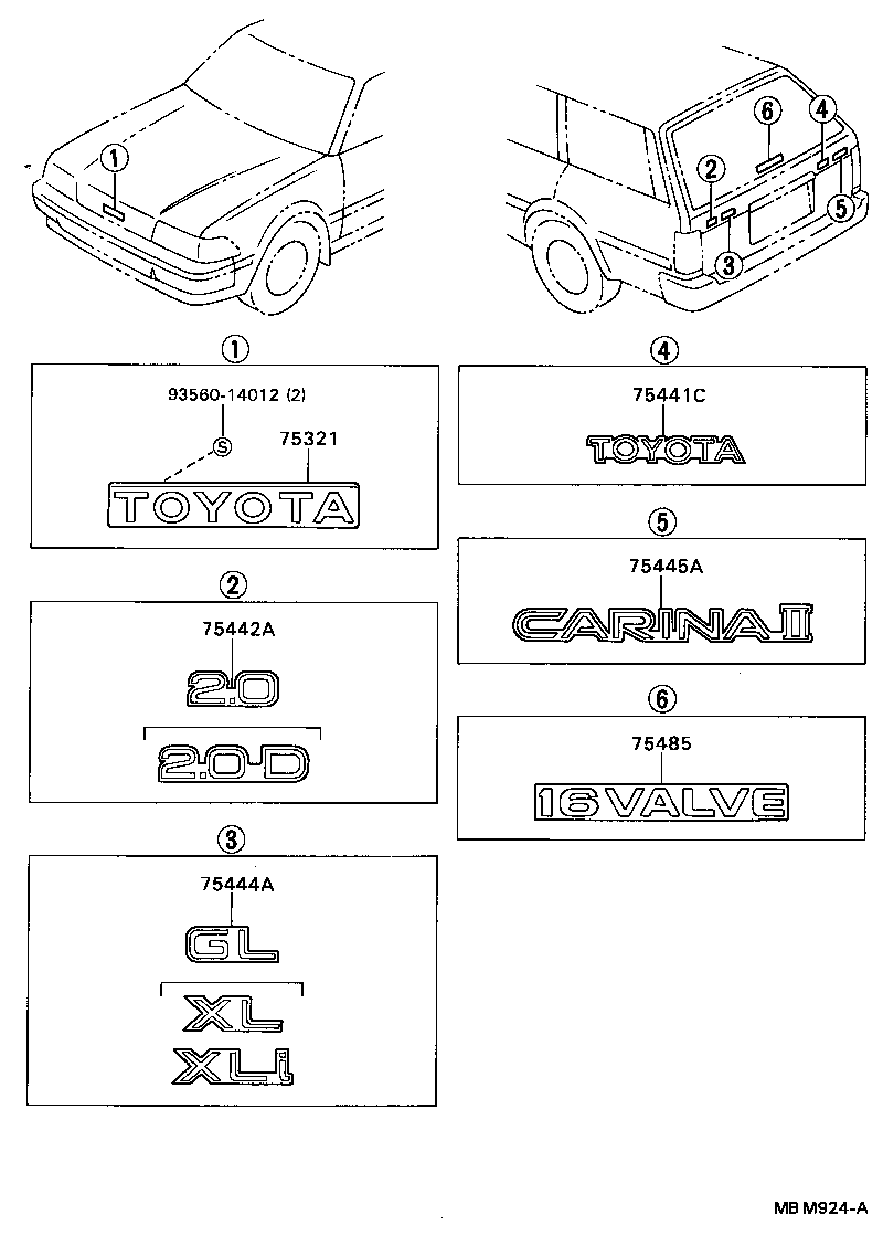  CARINA 2 |  EMBLEM NAME PLATE EXTERIOR INTERIOR