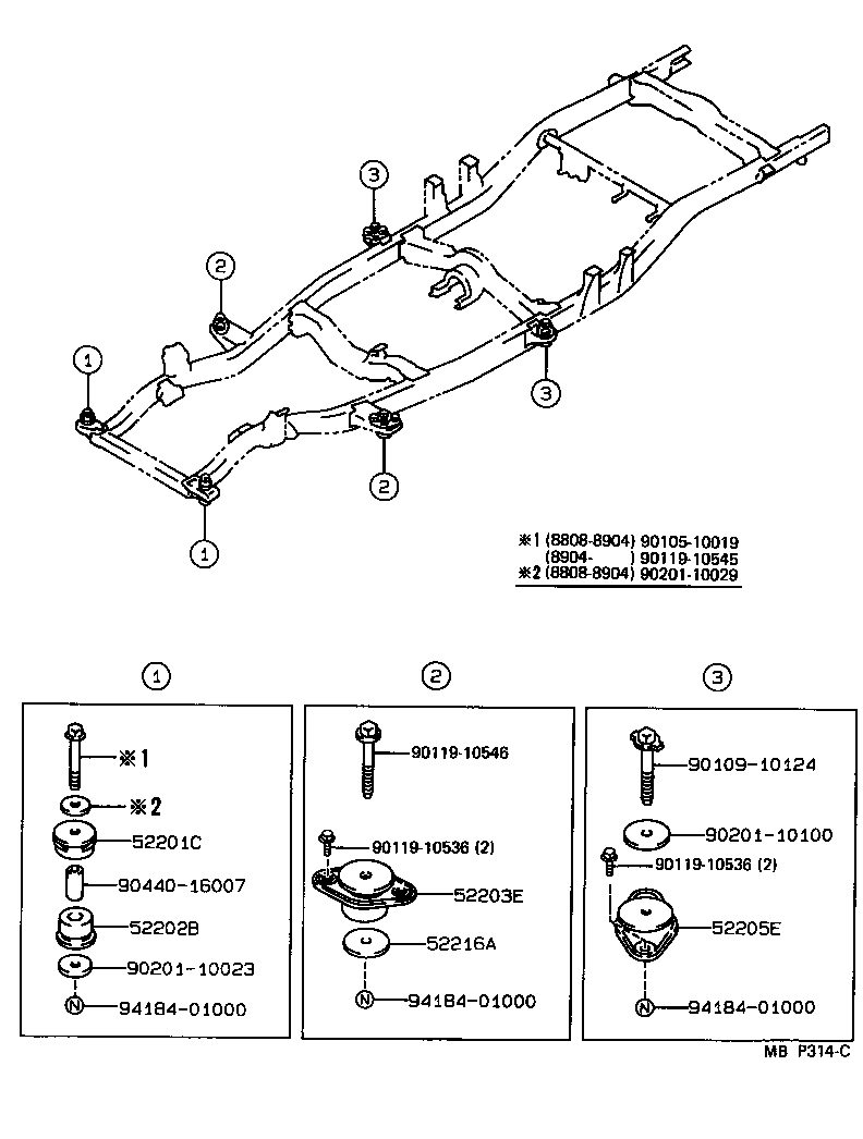  4 RUNNER TRUCK |  CAB MOUNTING BODY MOUNTING