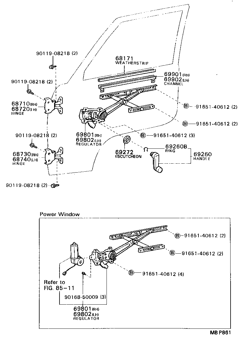  MODEL F |  FRONT DOOR WINDOW REGULATOR HINGE