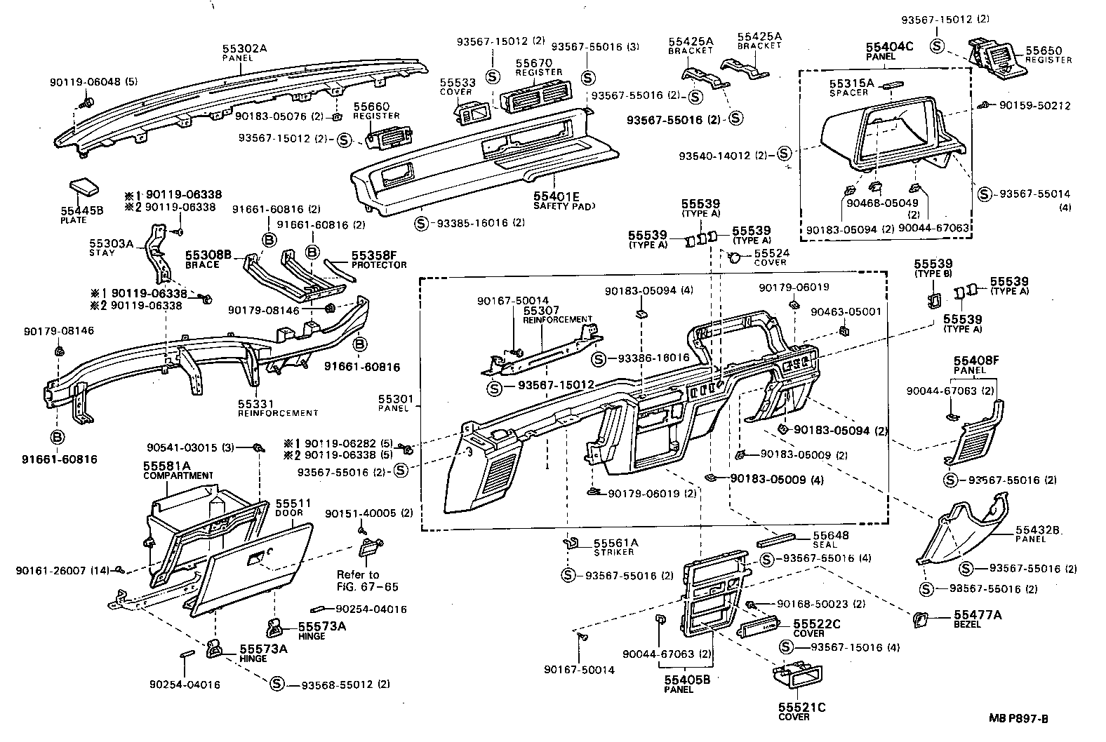  MODEL F |  INSTRUMENT PANEL GLOVE COMPARTMENT