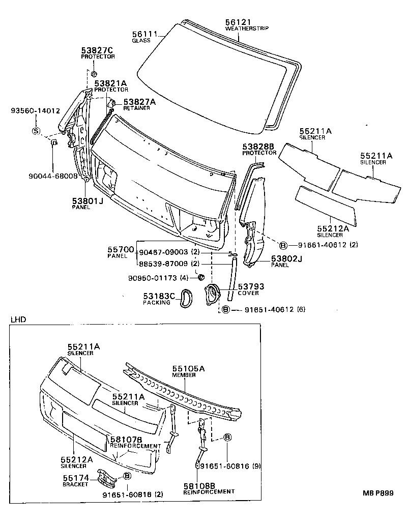  MODEL F |  FRONT PANEL WINDSHIELD GLASS
