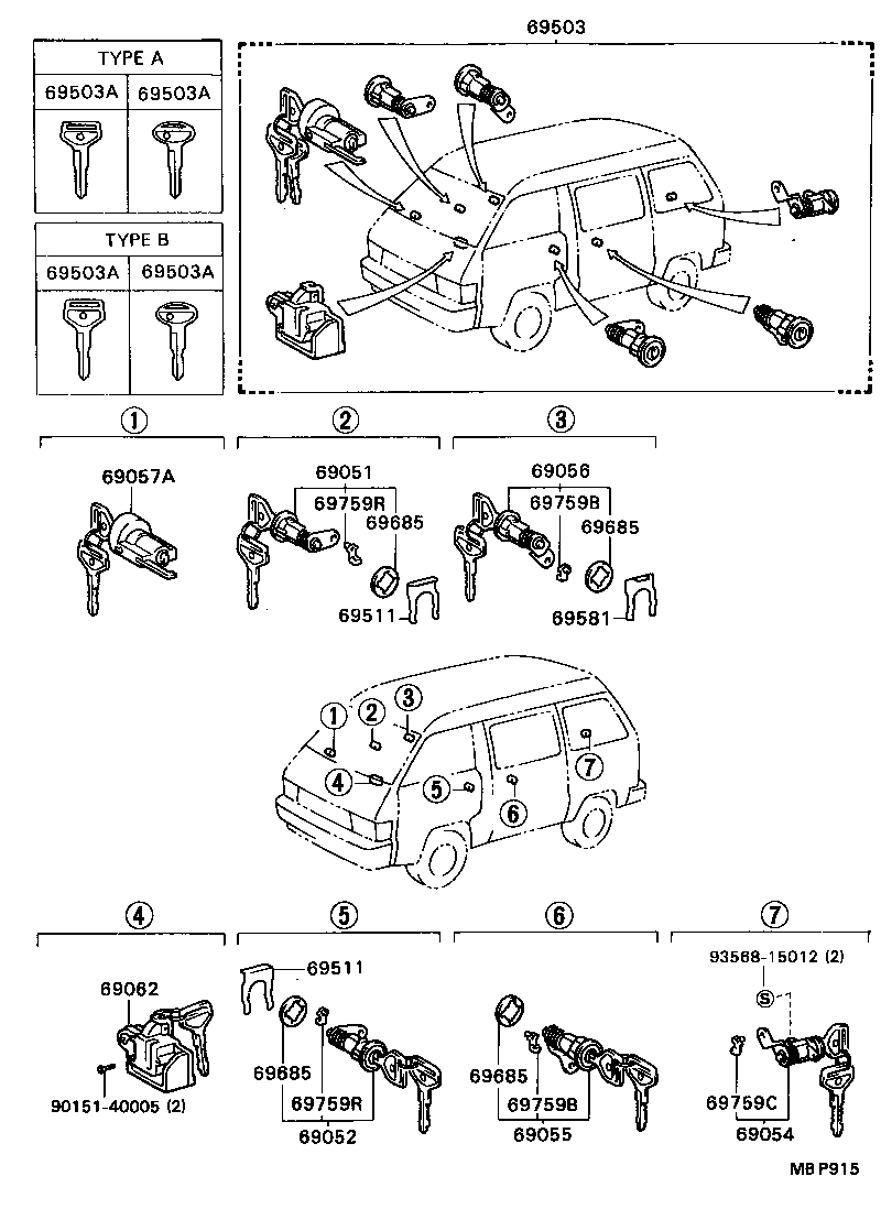 MODEL F |  LOCK CYLINDER SET