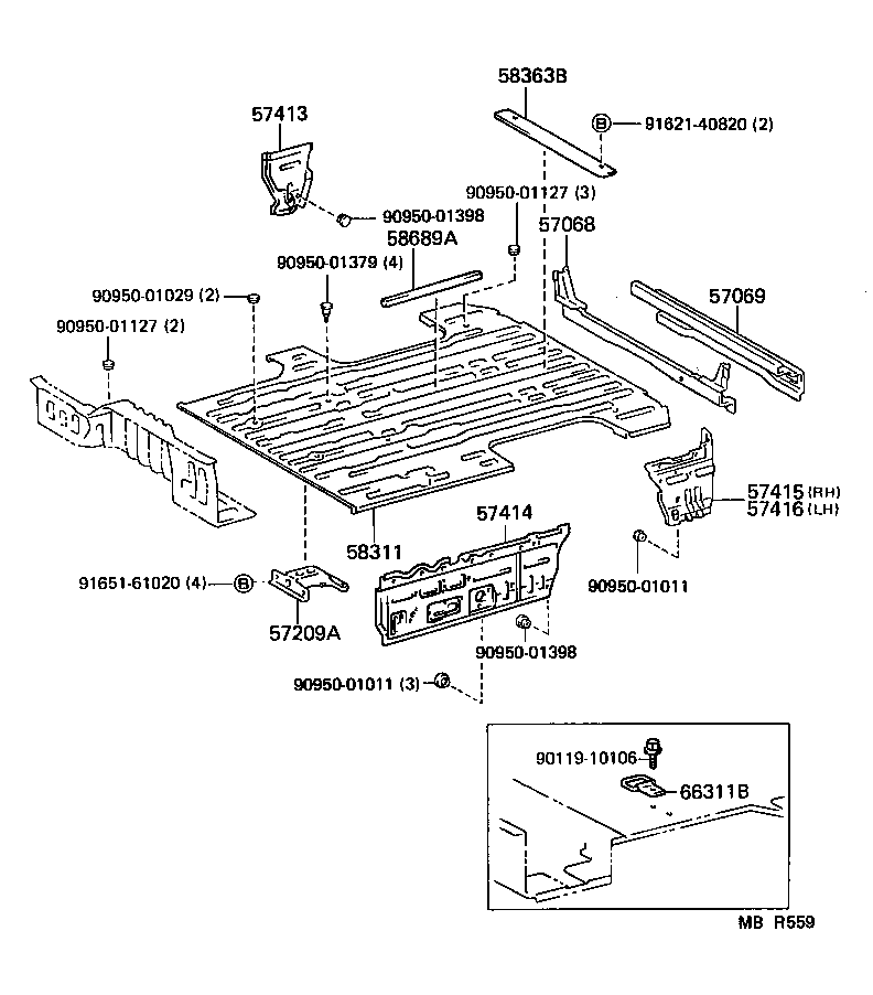  LITEACE VAN WAGON |  REAR FLOOR PANEL REAR FLOOR MEMBER