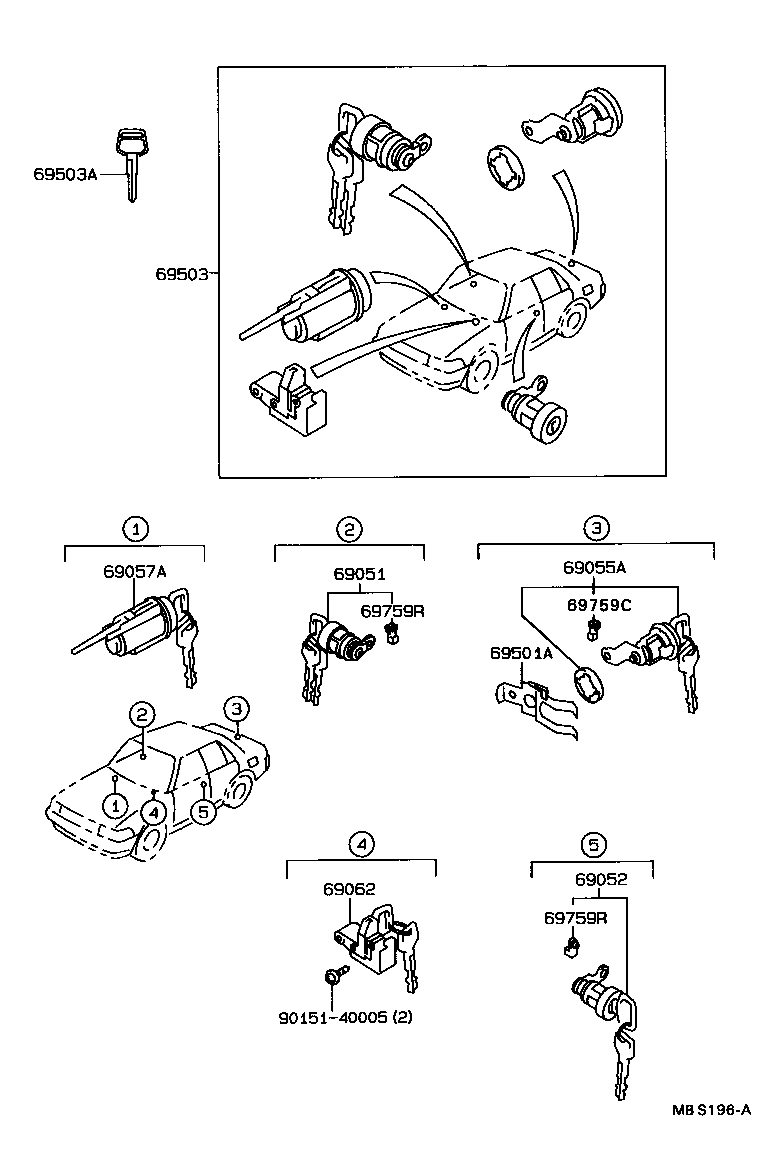  CARINA 2 |  LOCK CYLINDER SET