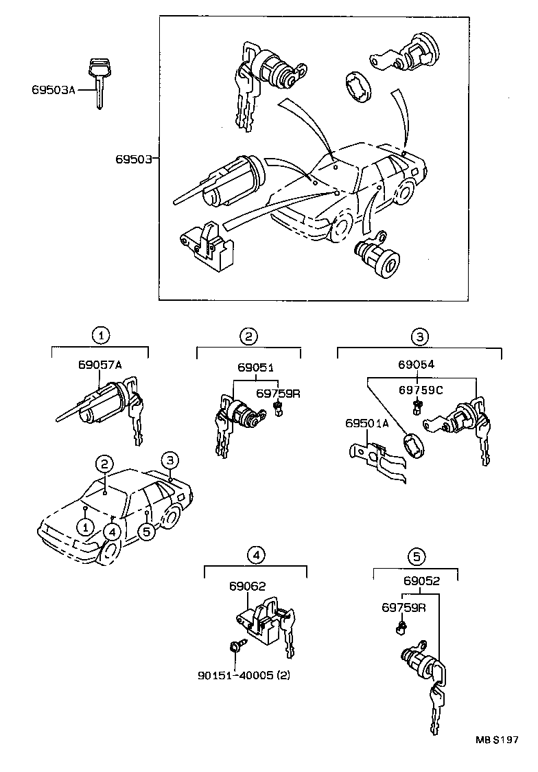  CARINA 2 |  LOCK CYLINDER SET