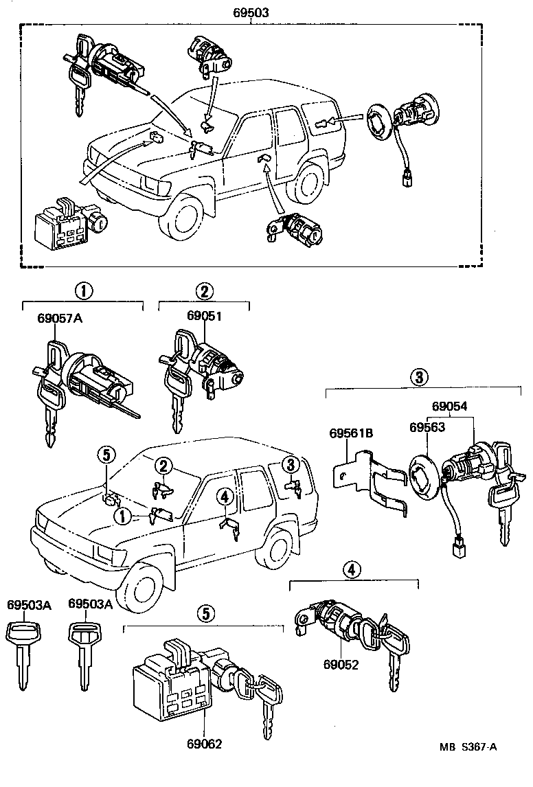  4 RUNNER TRUCK |  LOCK CYLINDER SET