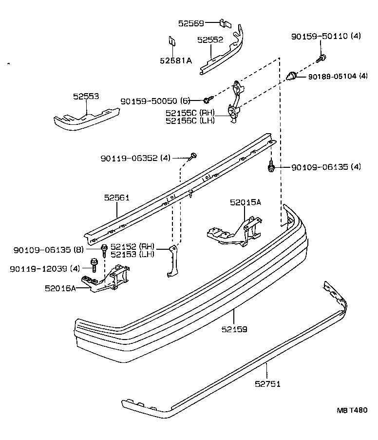  CARINA 2 |  REAR BUMPER BUMPER STAY