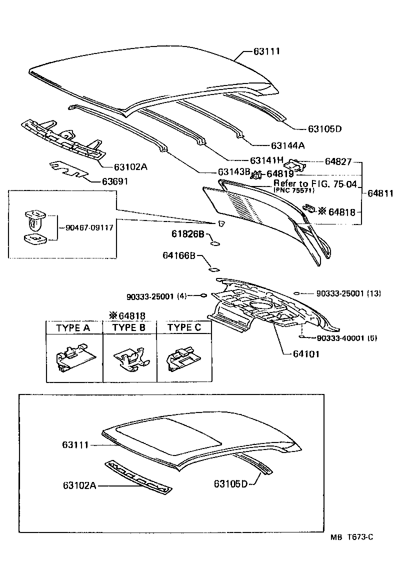  LS400 |  ROOF PANEL BACK WINDOW GLASS