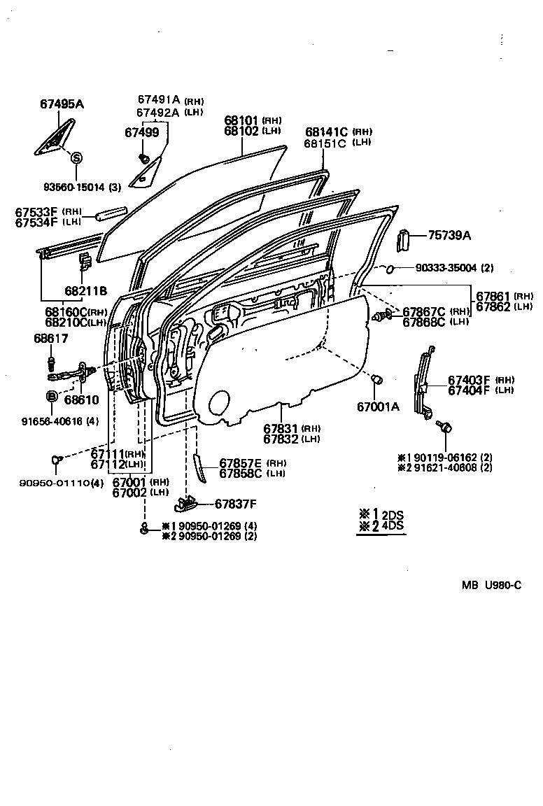  TERCEL |  FRONT DOOR PANEL GLASS