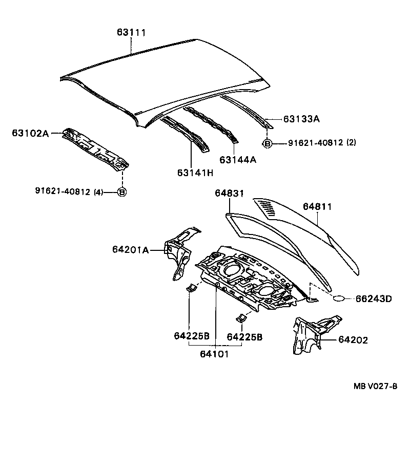  TERCEL |  ROOF PANEL BACK WINDOW GLASS