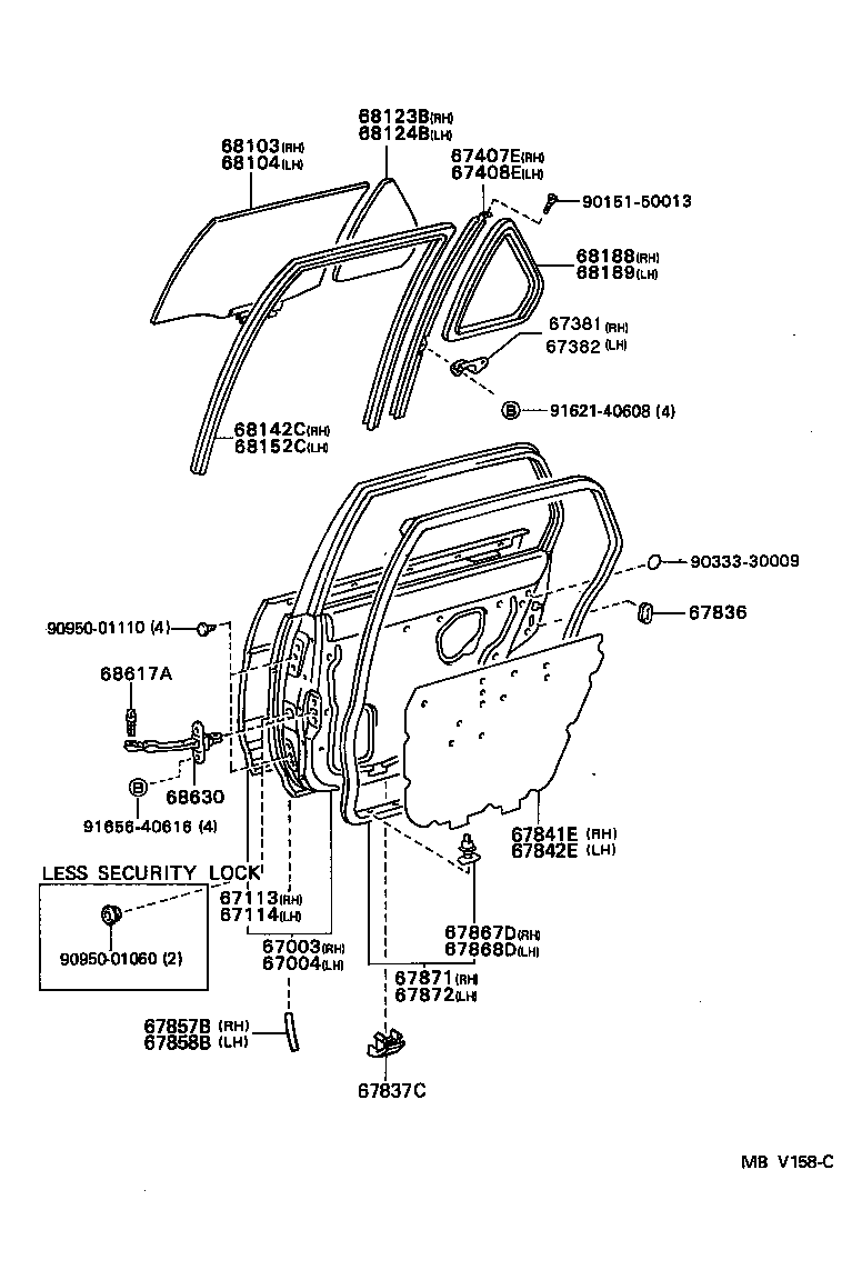  TERCEL |  REAR DOOR PANEL GLASS