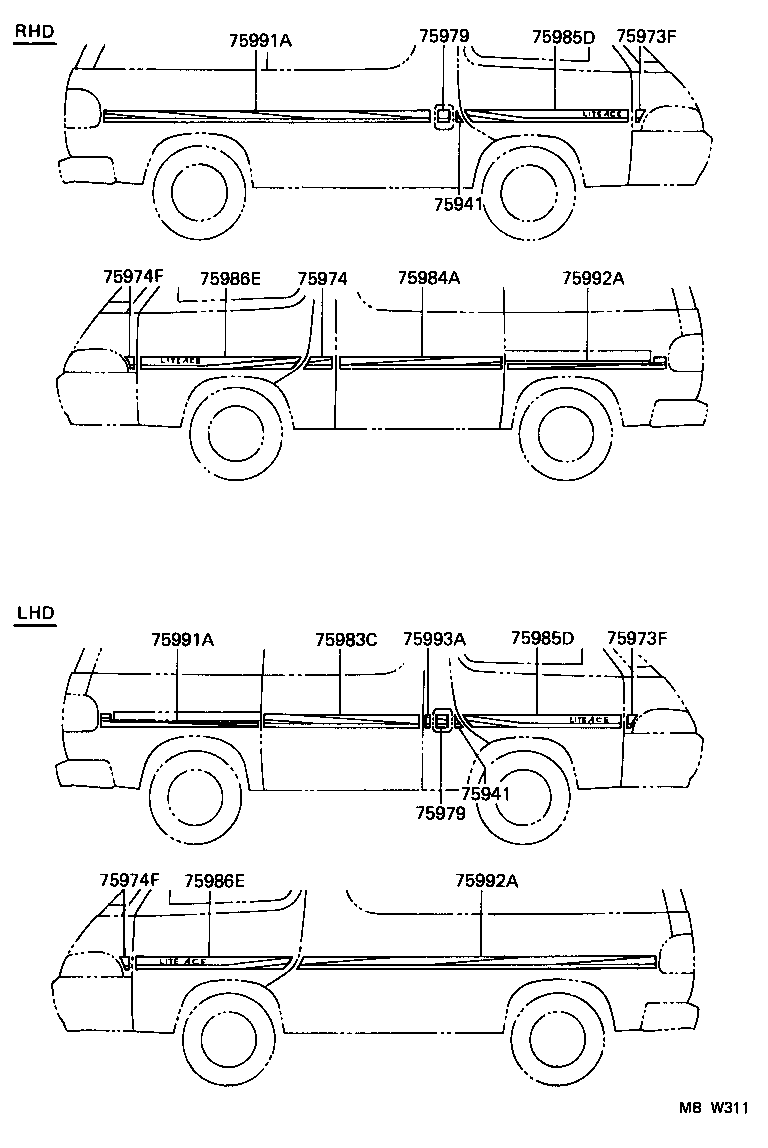  LITEACE VAN WAGON |  BODY STRIPE