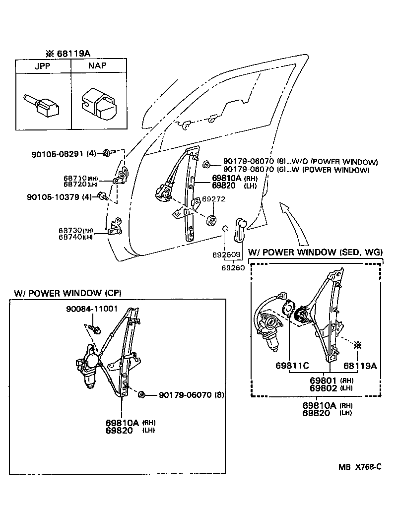  CAMRY JPP |  FRONT DOOR WINDOW REGULATOR HINGE