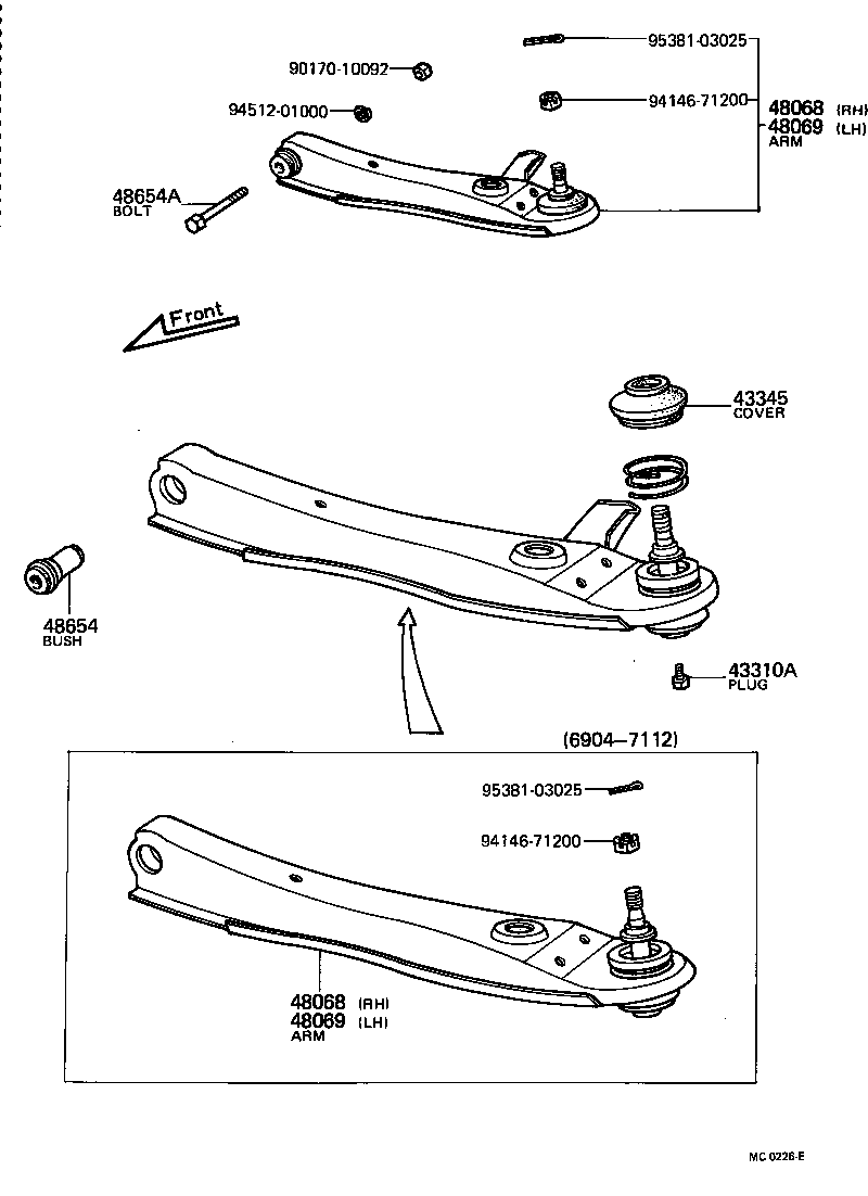  TOYOTA1000 |  FRONT AXLE ARM STEERING KNUCKLE