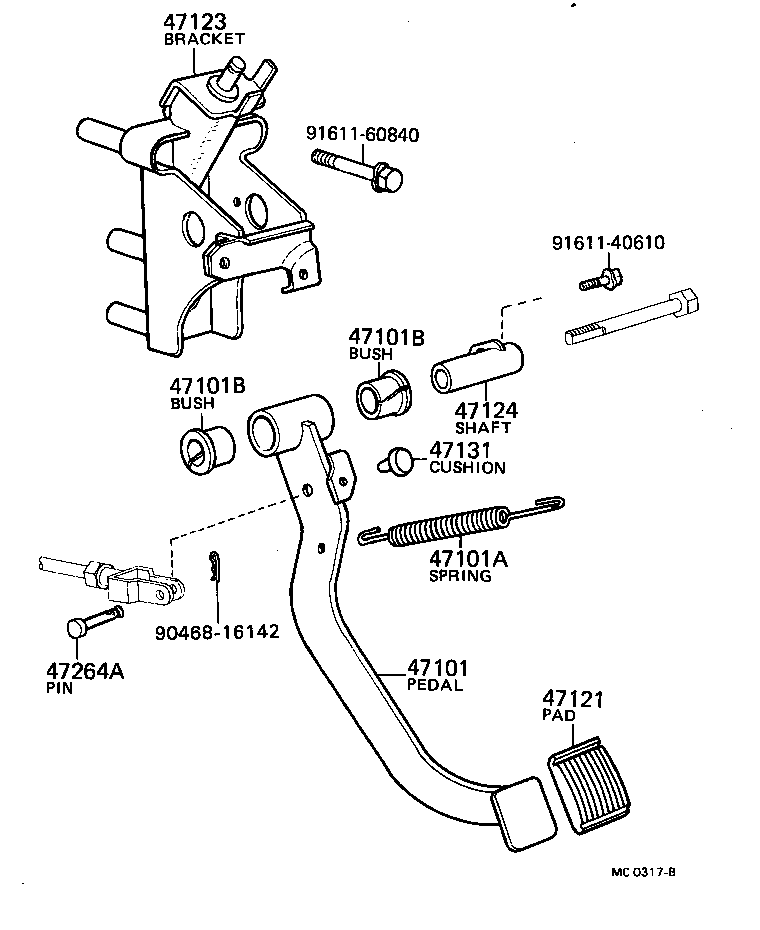  TOYOTA1000 |  BRAKE PEDAL BRACKET