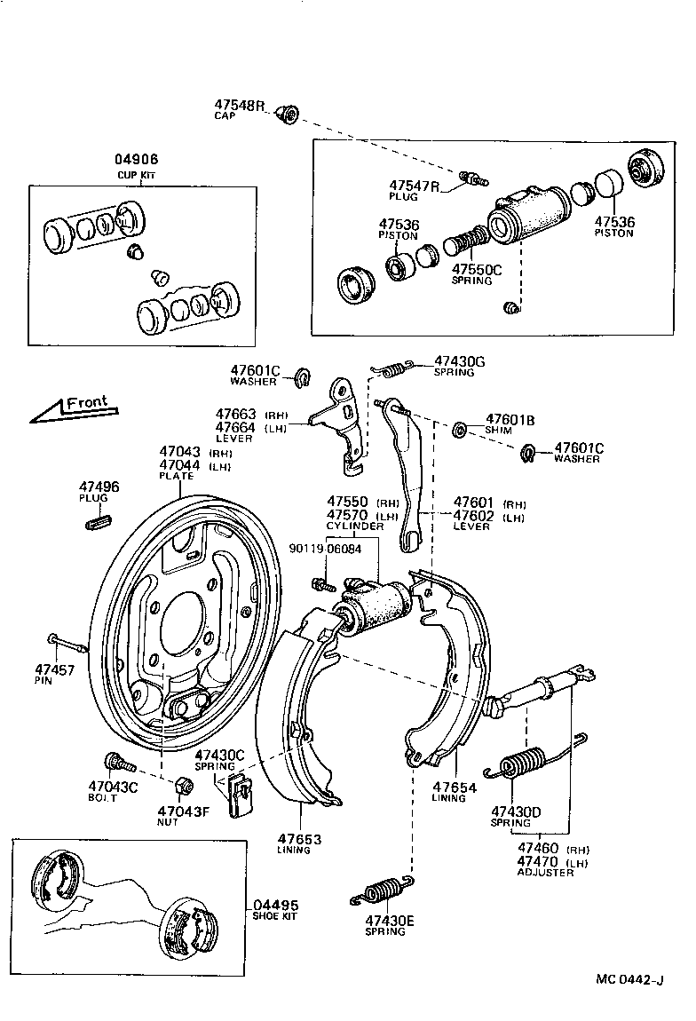  TOYOTA1000 |  REAR DRUM BRAKE WHEEL CYLINDER BACKING PLATE