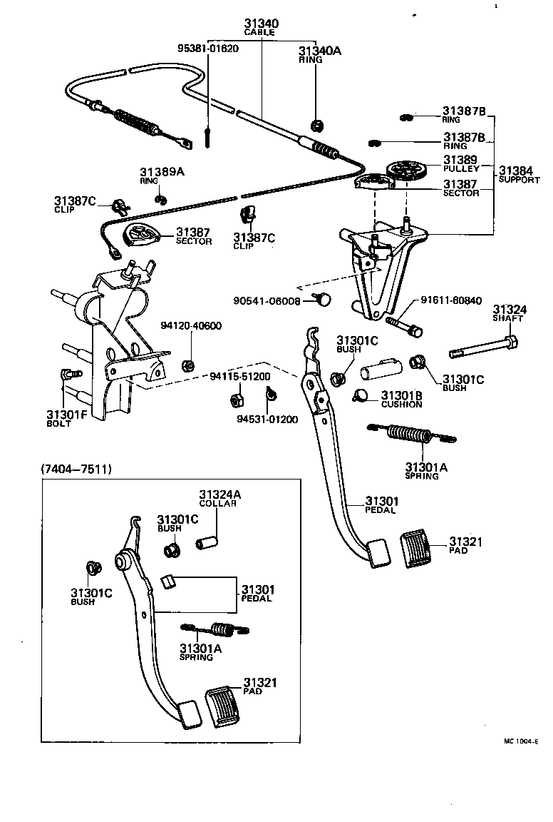  TOYOTA1000 |  CLUTCH PEDAL FLEXIBLE HOSE