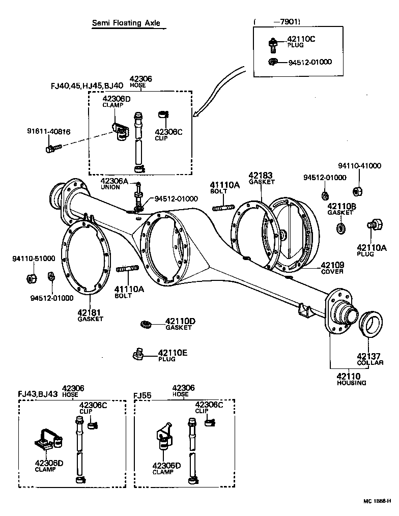 LAND CRUISER 40 50 |  REAR AXLE HOUSING DIFFERENTIAL