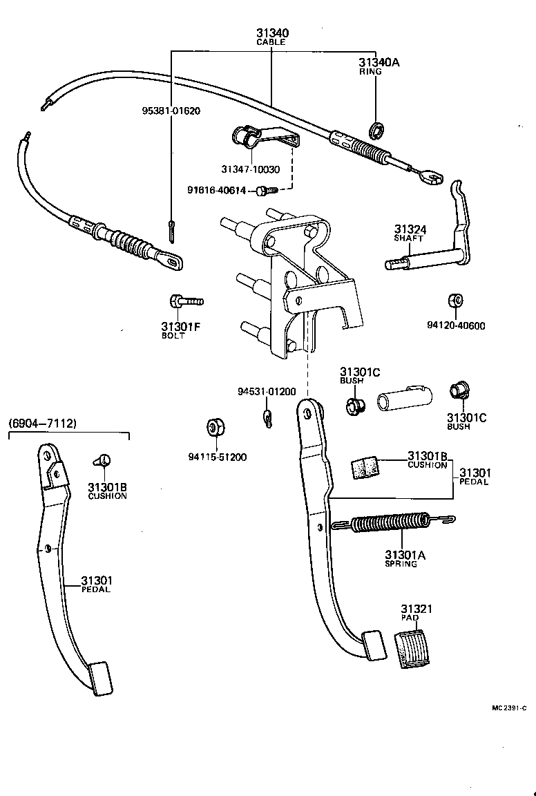  TOYOTA1000 |  CLUTCH PEDAL FLEXIBLE HOSE