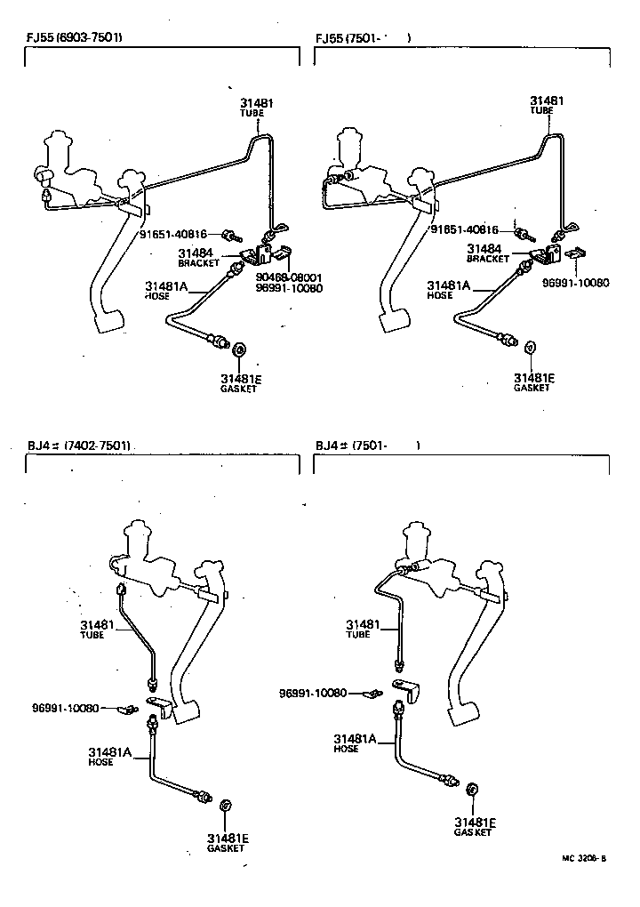  LAND CRUISER 40 50 |  CLUTCH PEDAL FLEXIBLE HOSE