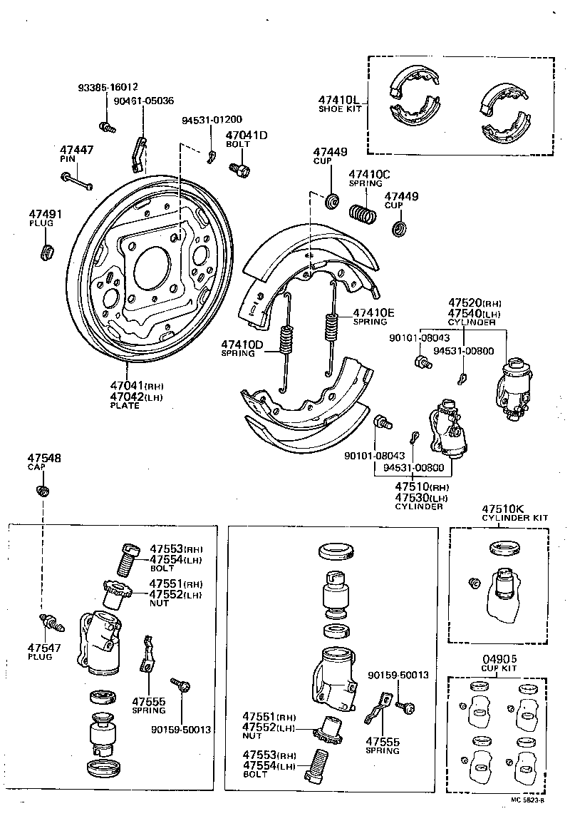  CORONA |  FRONT DRUM BRAKE WHEEL CYLINDER BACKING PLATE