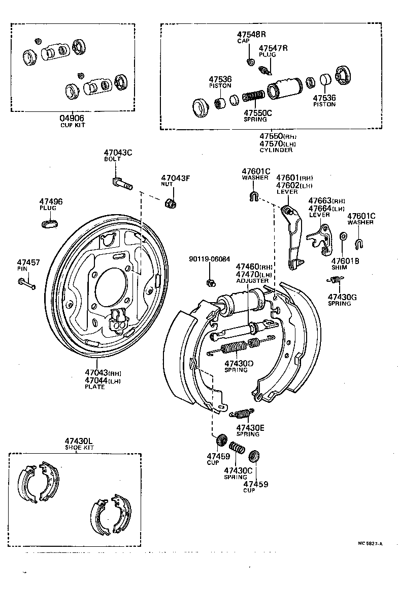 CORONA |  REAR DRUM BRAKE WHEEL CYLINDER BACKING PLATE