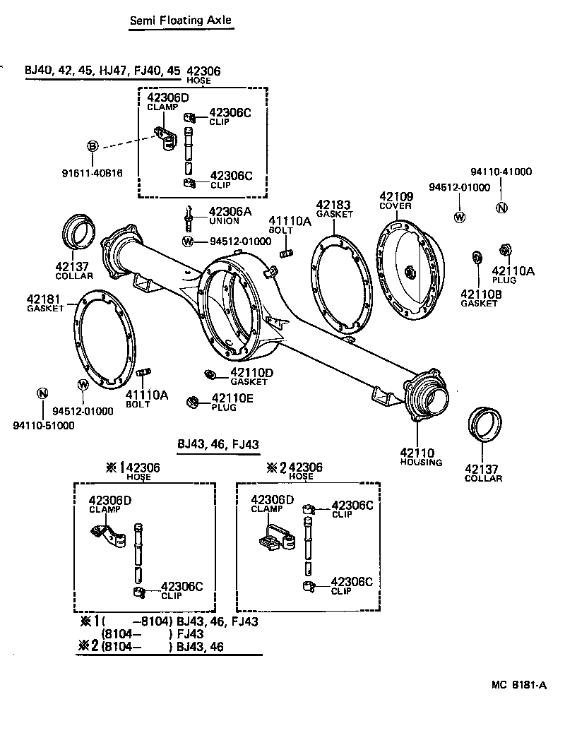  LAND CRUISER 40 |  REAR AXLE HOUSING DIFFERENTIAL