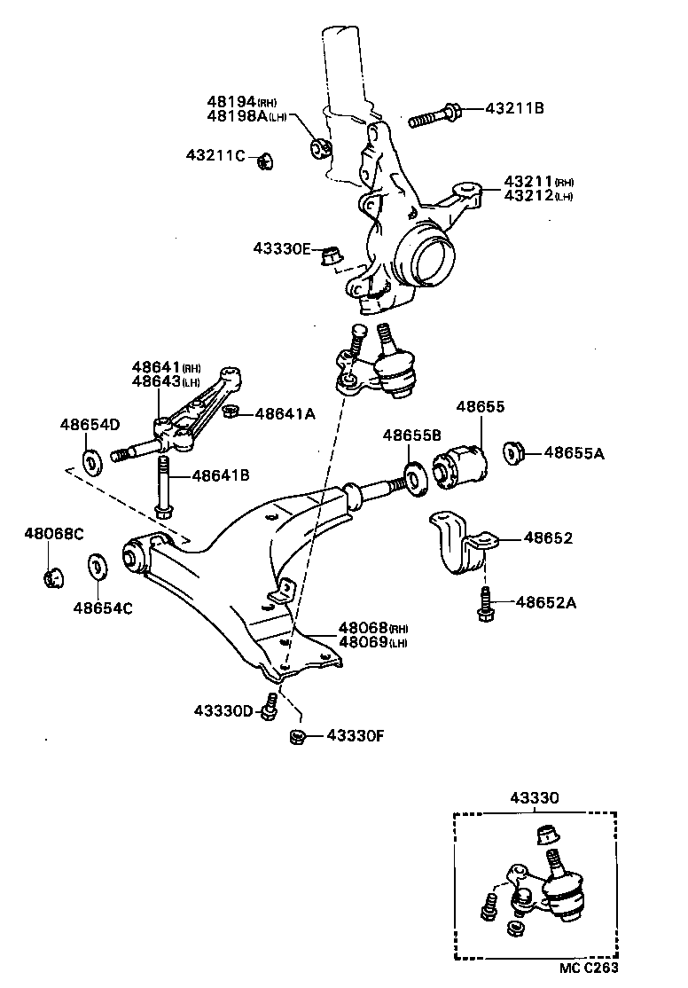  CELICA |  FRONT AXLE ARM STEERING KNUCKLE