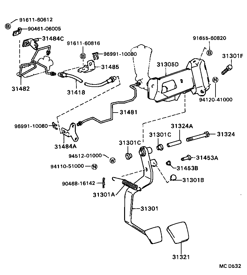  CAMRY |  CLUTCH PEDAL FLEXIBLE HOSE