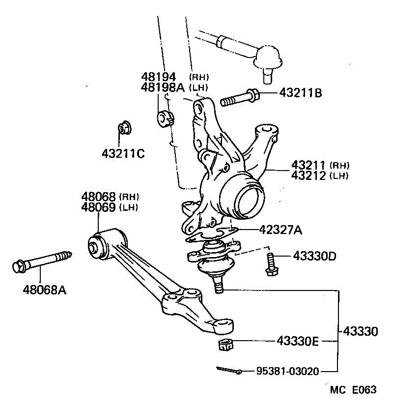  MR2 |  FRONT AXLE ARM STEERING KNUCKLE