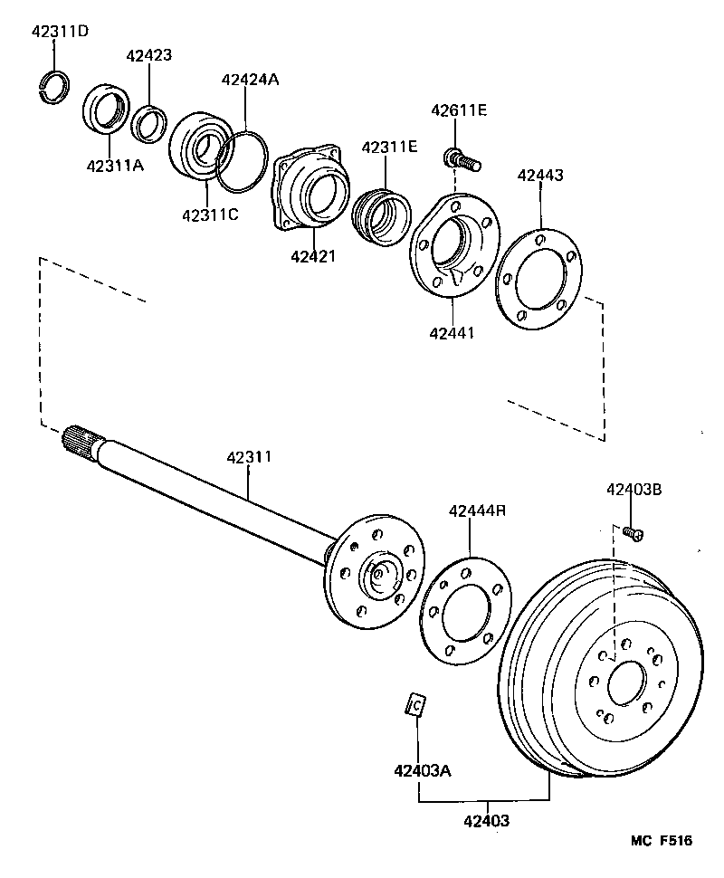  HIACE VAN COMUTER |  REAR AXLE SHAFT HUB