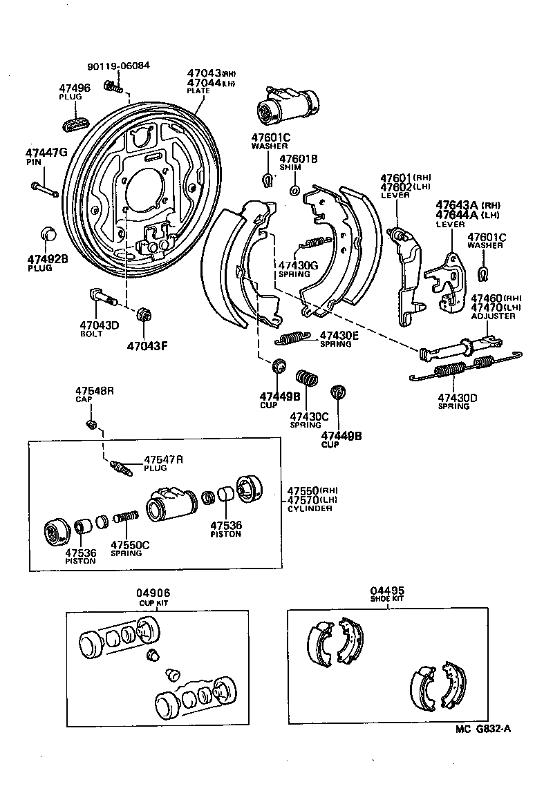  MODEL F |  REAR DRUM BRAKE WHEEL CYLINDER BACKING PLATE