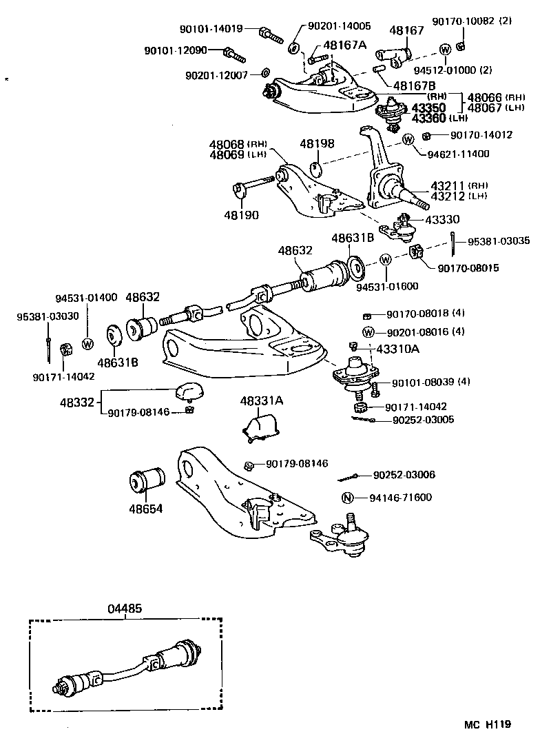  LITEACE VAN WAGON |  FRONT AXLE ARM STEERING KNUCKLE