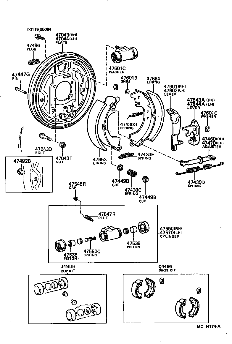  LITEACE VAN WAGON |  REAR DRUM BRAKE WHEEL CYLINDER BACKING PLATE