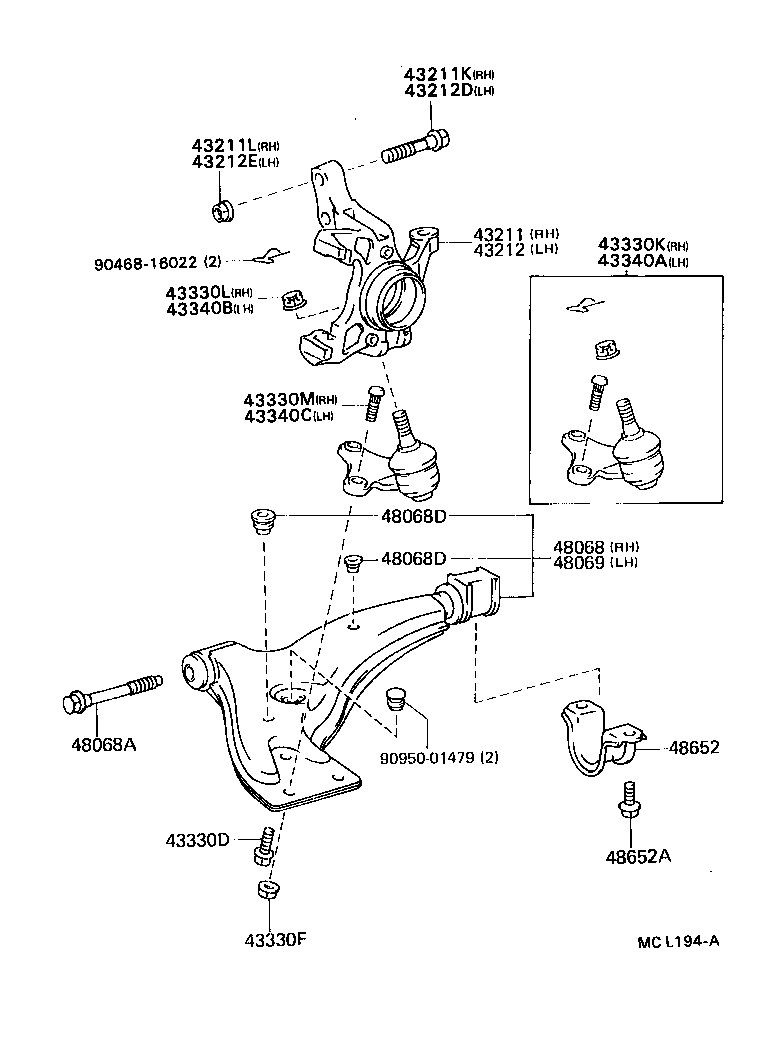  TERCEL |  FRONT AXLE ARM STEERING KNUCKLE