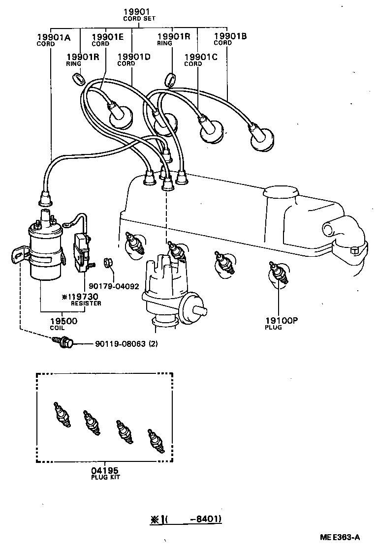  TOYOTA1000 |  IGNITION COIL SPARK PLUG