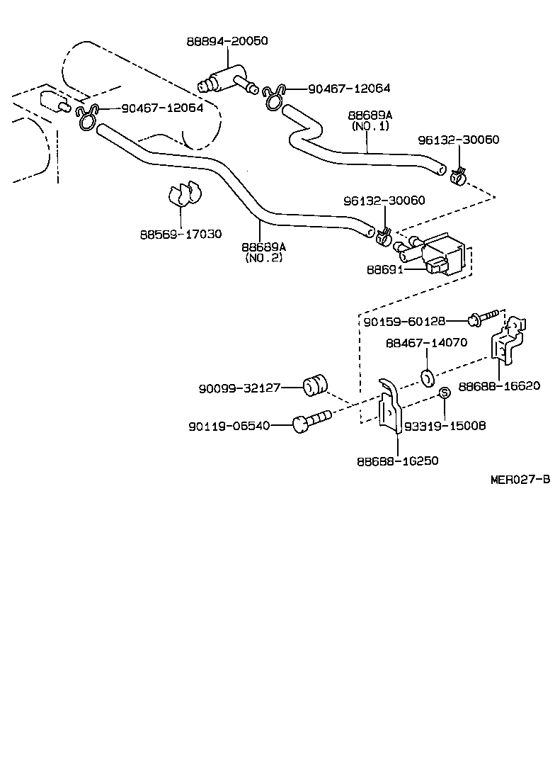  TERCEL |  HEATING AIR CONDITIONING VACUUM PIPING