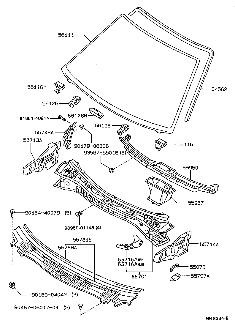  CARINA 2 |  COWL PANEL WINDSHIELD GLASS