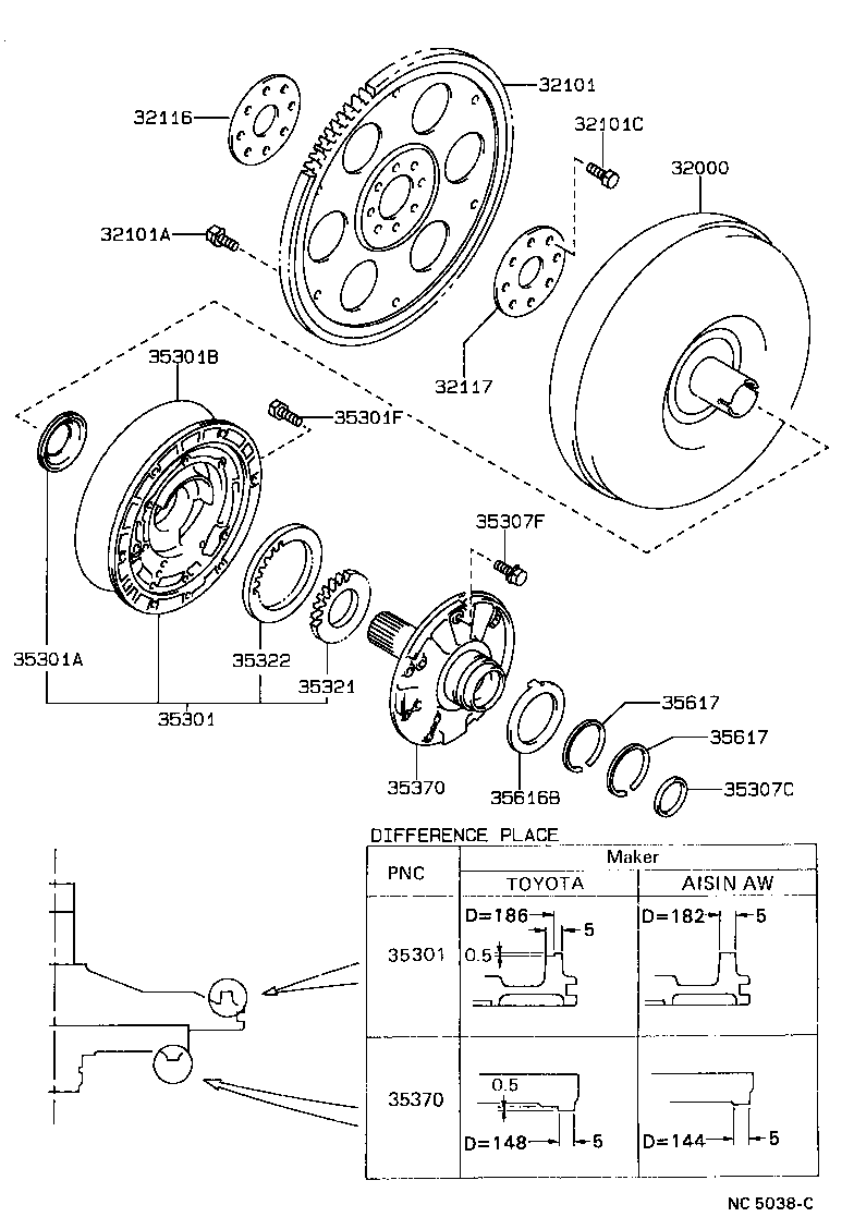  CARINA 2 |  TORQUE CONVERTER FRONT OIL PUMP CHAIN ATM