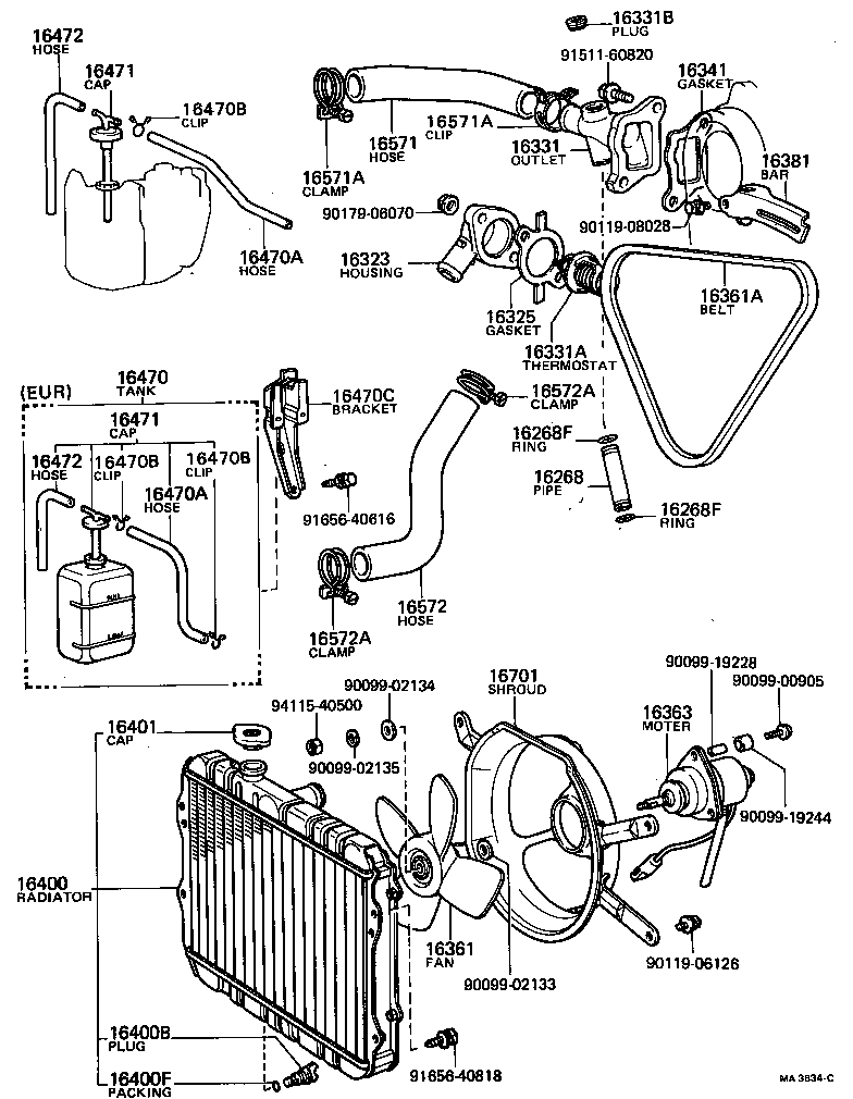  TERCEL |  RADIATOR WATER OUTLET