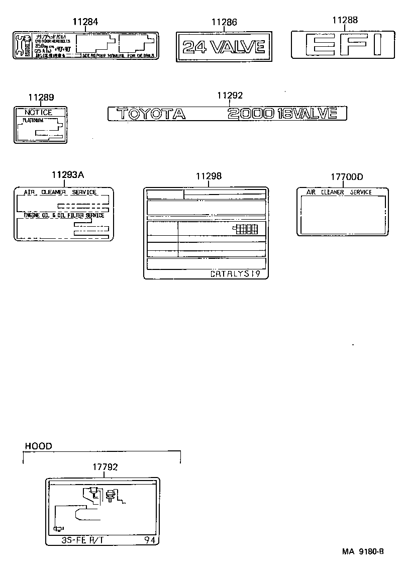  CAMRY |  CAUTION PLATE NAME PLATE ENGINE