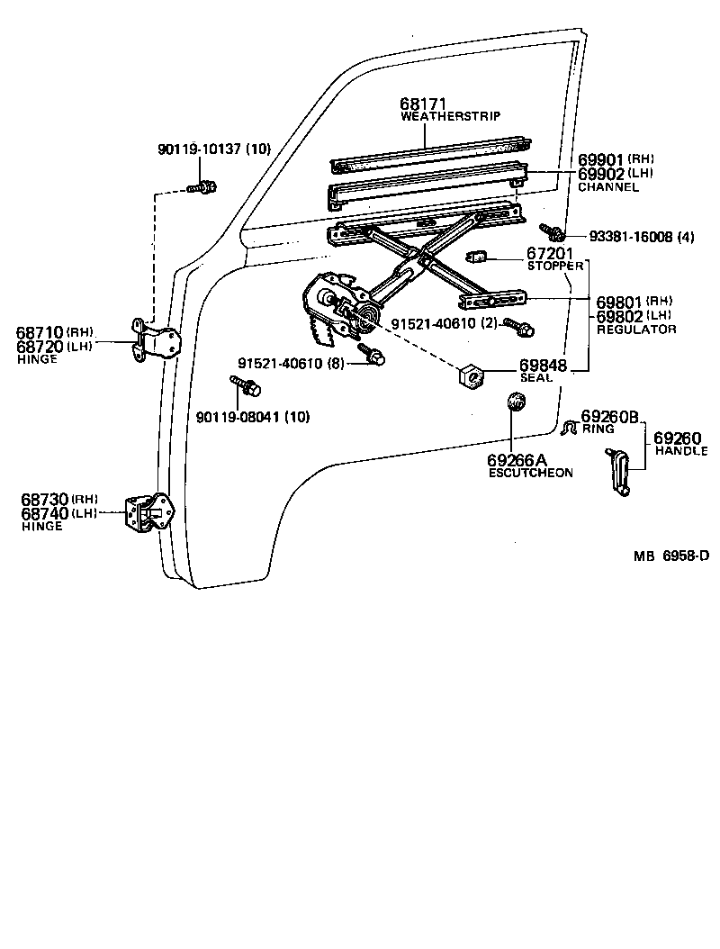  HIACE |  FRONT DOOR WINDOW REGULATOR HINGE