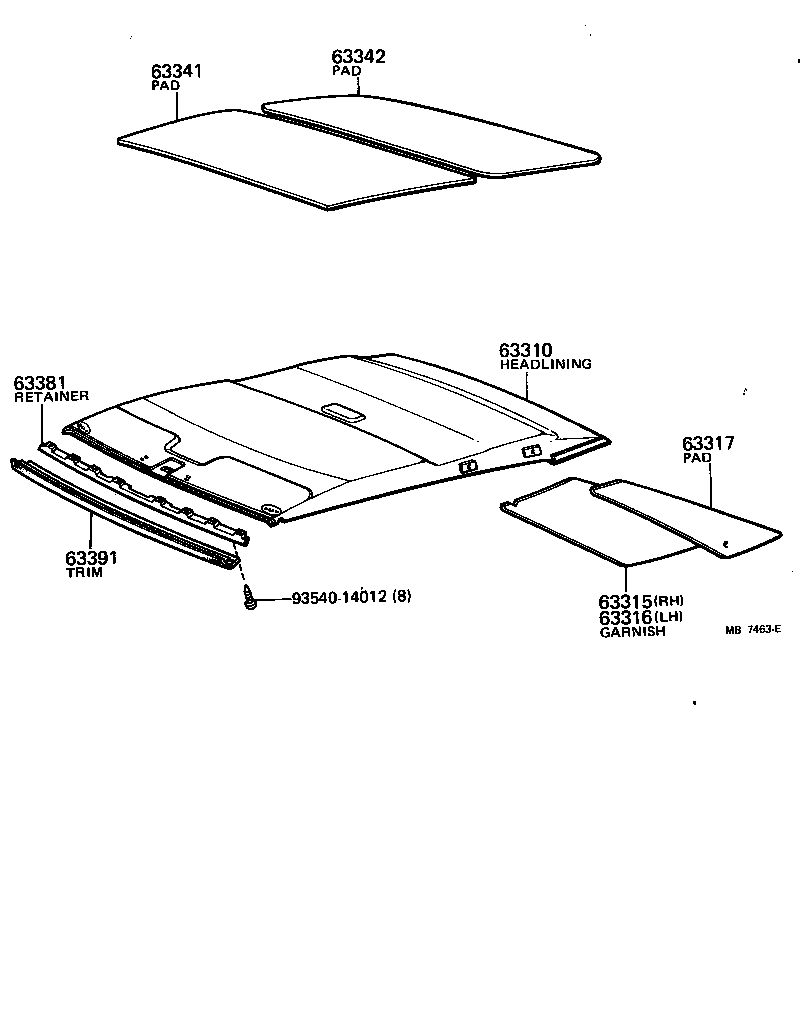  CELICA |  ROOF HEADLINING SILENCER PAD