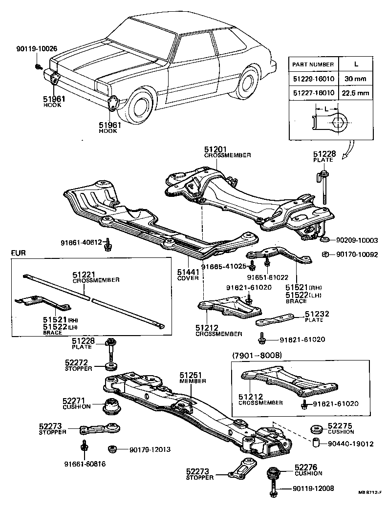  TERCEL |  SUSPENSION CROSSMEMBER UNDER COVER