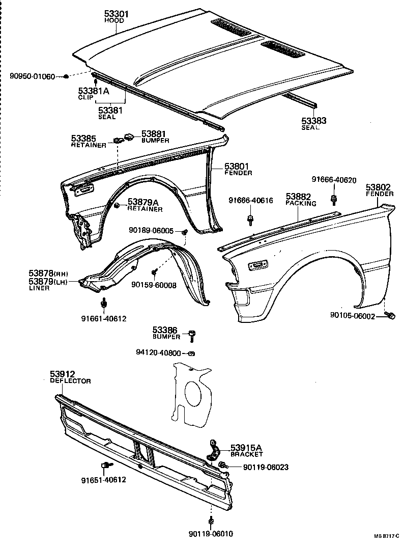  TERCEL |  HOOD FRONT FENDER