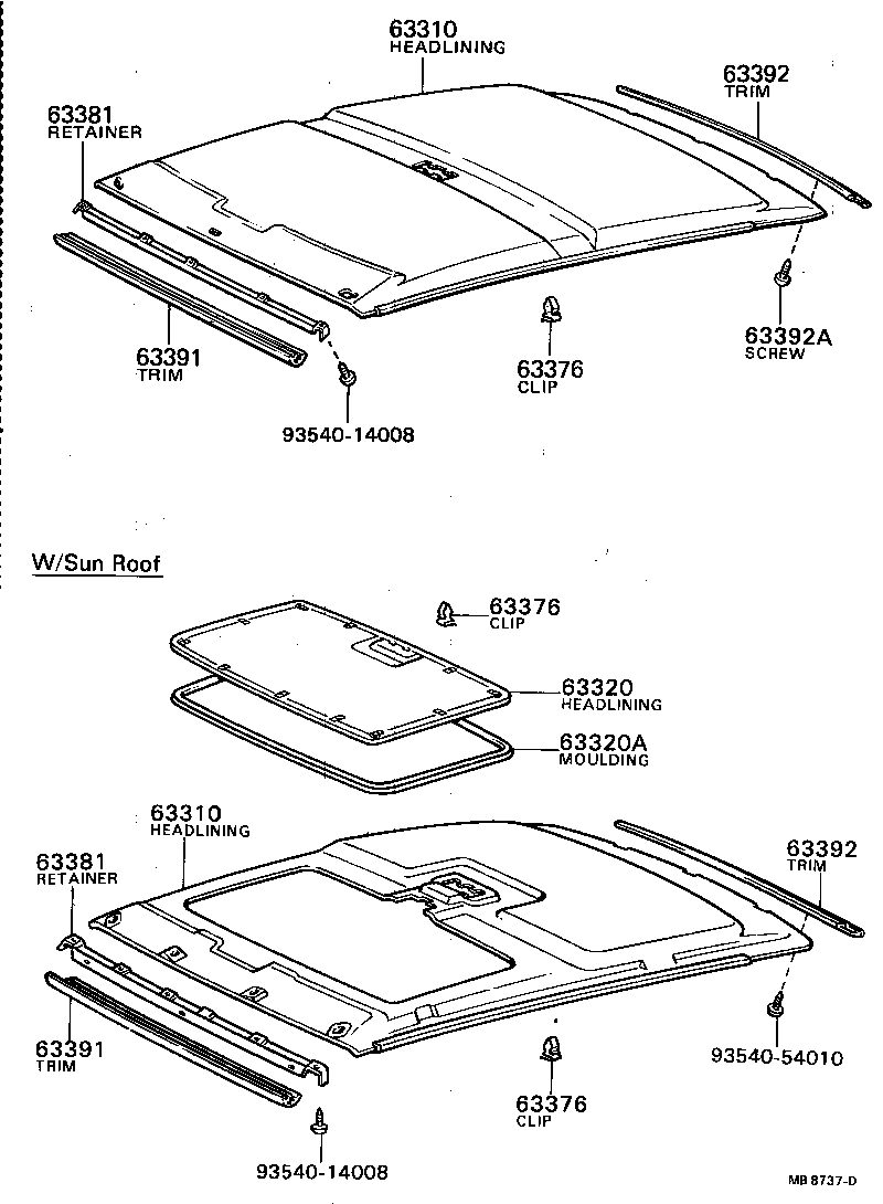  TERCEL |  ROOF HEADLINING SILENCER PAD