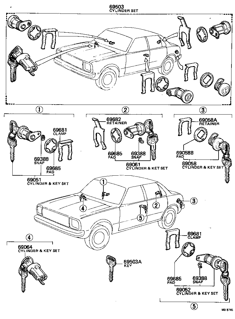  TERCEL |  LOCK CYLINDER SET