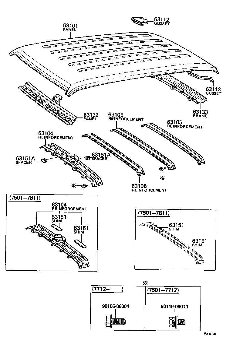  CROWN |  ROOF PANEL BACK WINDOW GLASS
