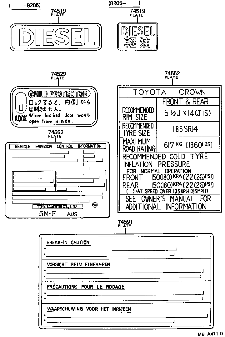  CROWN |  CAUTION PLATE EXTERIOR INTERIOR